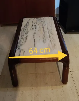 Mesa baja mármol y madera