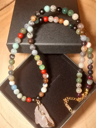 Collar Piedras Naturales Cuarzo Colgante