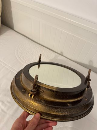 Espejo Náutico Ojo de Buey Marrón/Dorado