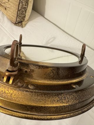 Espejo Náutico Ojo de Buey Marrón/Dorado