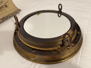 Espejo Náutico Ojo de Buey Marrón/Dorado