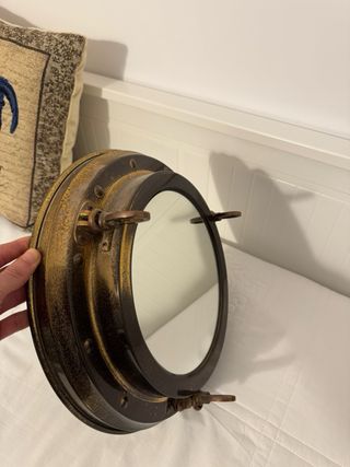 Espejo Náutico Ojo de Buey Marrón/Dorado