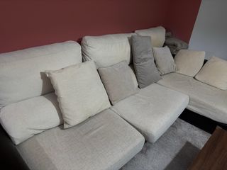 Sofá chaise longue beige y gris