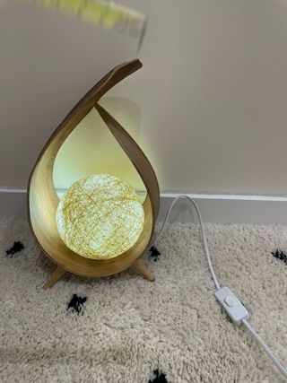 Lámpara étnica natural madera y papel