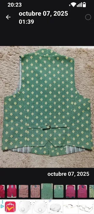 Chaleco de traje regional. Tallas M,L,XL