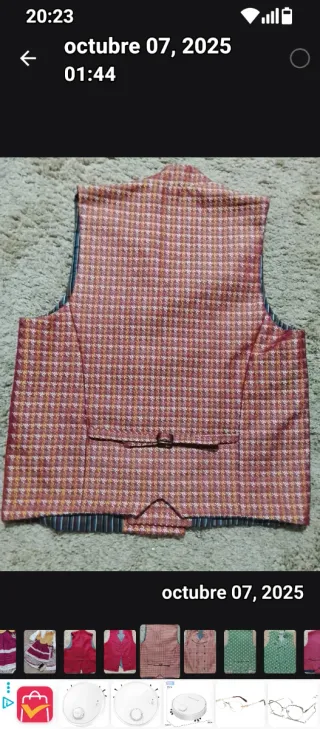 Chaleco de traje regional. Tallas M,L,XL