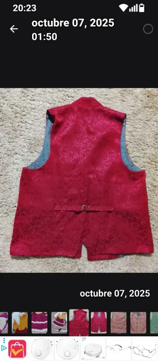 Chaleco de traje regional. Tallas M,L,XL