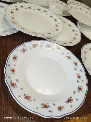 12 Platos Arcopal Porcelana Francesa Flores