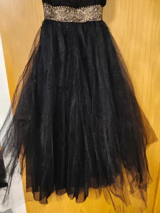 Vestido fiesta negro y dorado