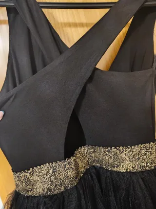 Vestido fiesta negro y dorado