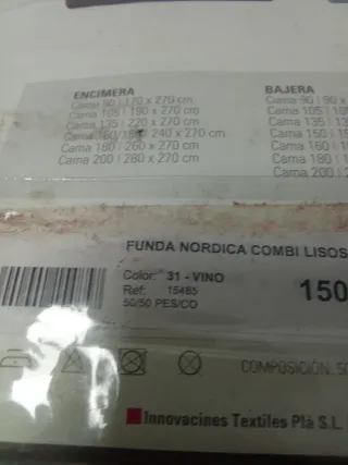 Funda Nórdica Combi Lisos 150x220 Cm color vino