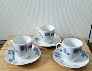 Set 3 tazzine caffè con piattini