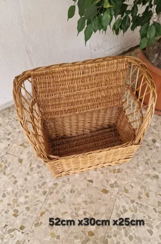 Sillón baúl almacenaje juguetes de mimbre, niñ@s