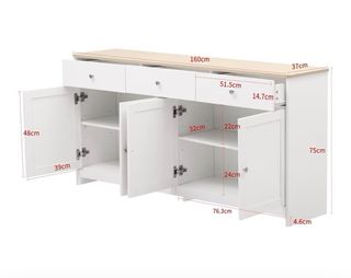 Mueble de comedor blanco y madera