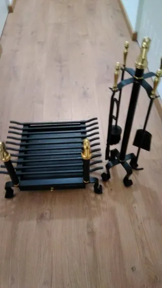 Juego de chimenea negro y dorado