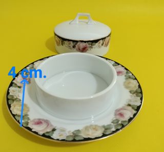 Mantequillera Bavaria Porcelana Flores