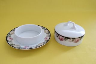 Mantequillera Bavaria Porcelana Flores