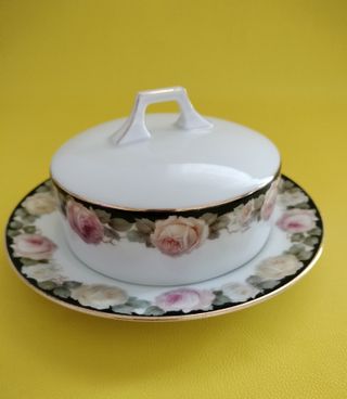 Mantequillera Bavaria Porcelana Flores