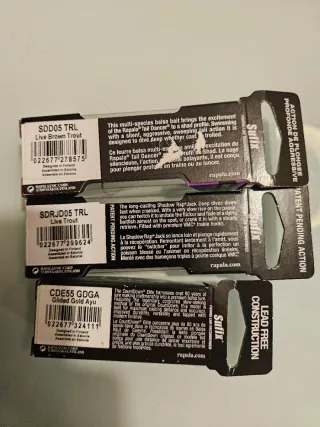 3 señuelos de pesca Rapala