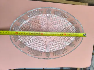 Bandeja ovalada de cristal tallado