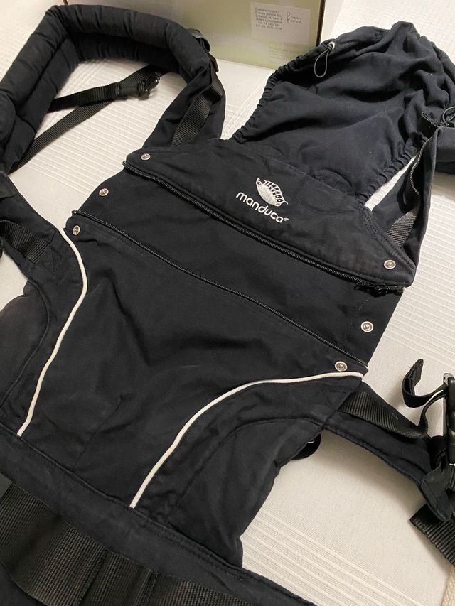 Mochila Portabebés Manduca Pure Cotton Color Negro