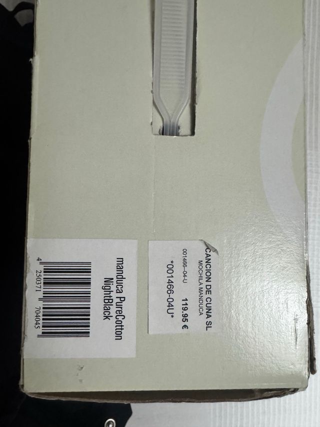 Mochila Portabebés Manduca Pure Cotton Color Negro