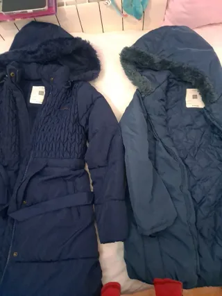 2 Cazadora acolchada azul tres cuartos,9-10 11-12