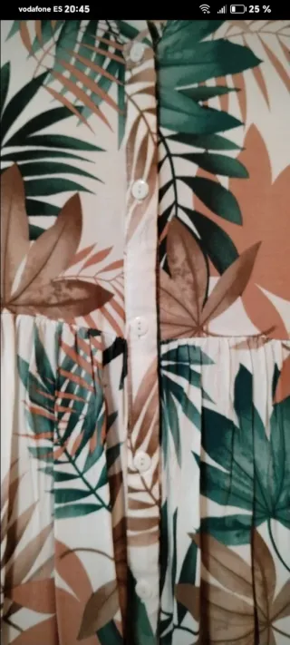 Vestido estampado hojas verde y marrón