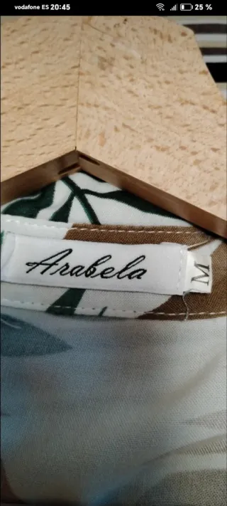 Vestido estampado hojas verde y marrón