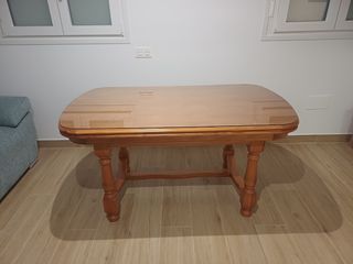 Mesa comedor extensible madera y cristal