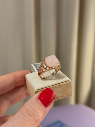 Elegante Anillo Piedra Rosa Oro
