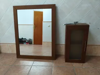 Conjunto espejo, mueble y aplique LED