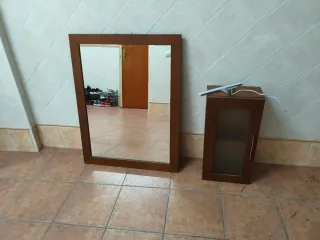 Conjunto espejo, mueble y aplique LED