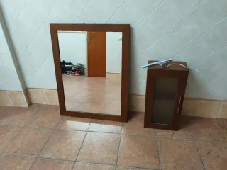 Conjunto espejo, mueble y aplique LED