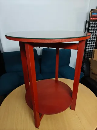 Mesa redonda 60/83cm + Cristal protector