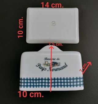 Mantequillera porcelana azul y blanca