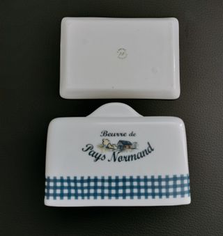 Mantequillera porcelana azul y blanca