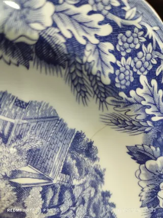 9 Platos Cerámica Italiana Azul y Blanco