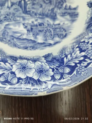 9 Platos Cerámica Italiana Azul y Blanco