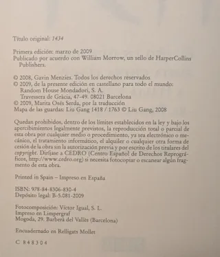 Lote 2 Libros Gavin Menzies: 1421 y 1434