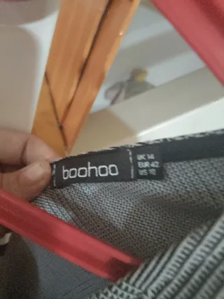 Vestido midi Boho gris y blanco