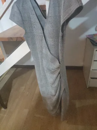 Vestido midi Boho gris y blanco