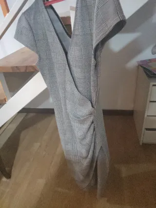 Vestido midi Boho gris y blanco