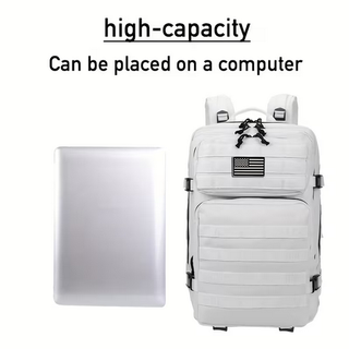 Mochila Táctica 50L Blanca + 2 Parches