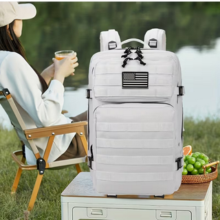 Mochila Táctica 50L Blanca + 2 Parches