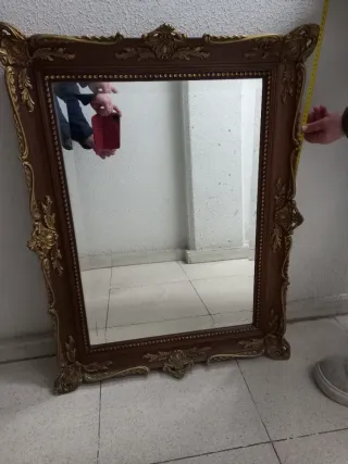 Espejo antiguo madera y dorado