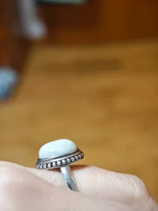 Anillo Plata Piedra Blanca