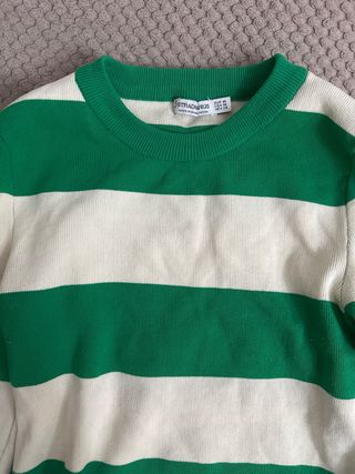 Jersey fino rayas verde y beige