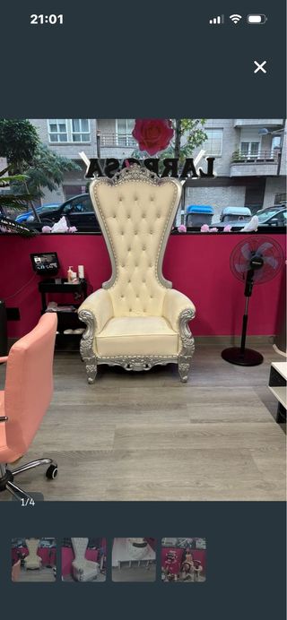 Trono estilo barroco blanco y plata