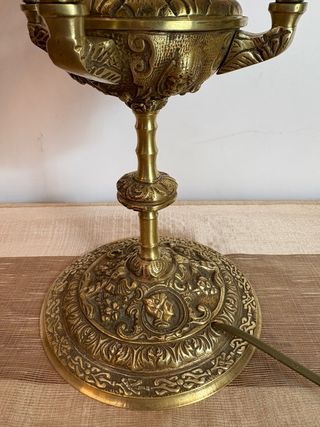 Lámpara Bronce con Pantalla Colgante